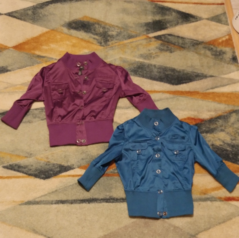 Outer Edge Purple and Teal Bomber Jackets (Set of 2)